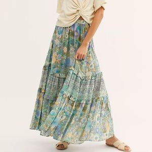 NWT Spell designs Turquoise Amethyst Maxi Skirt Free people M exclusive FP blue